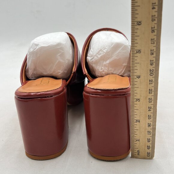 Pazzion Red Thick Platform Round Toe Mule Clogs Slip On Chunky High Heel Slipper - Picture 4 of 7